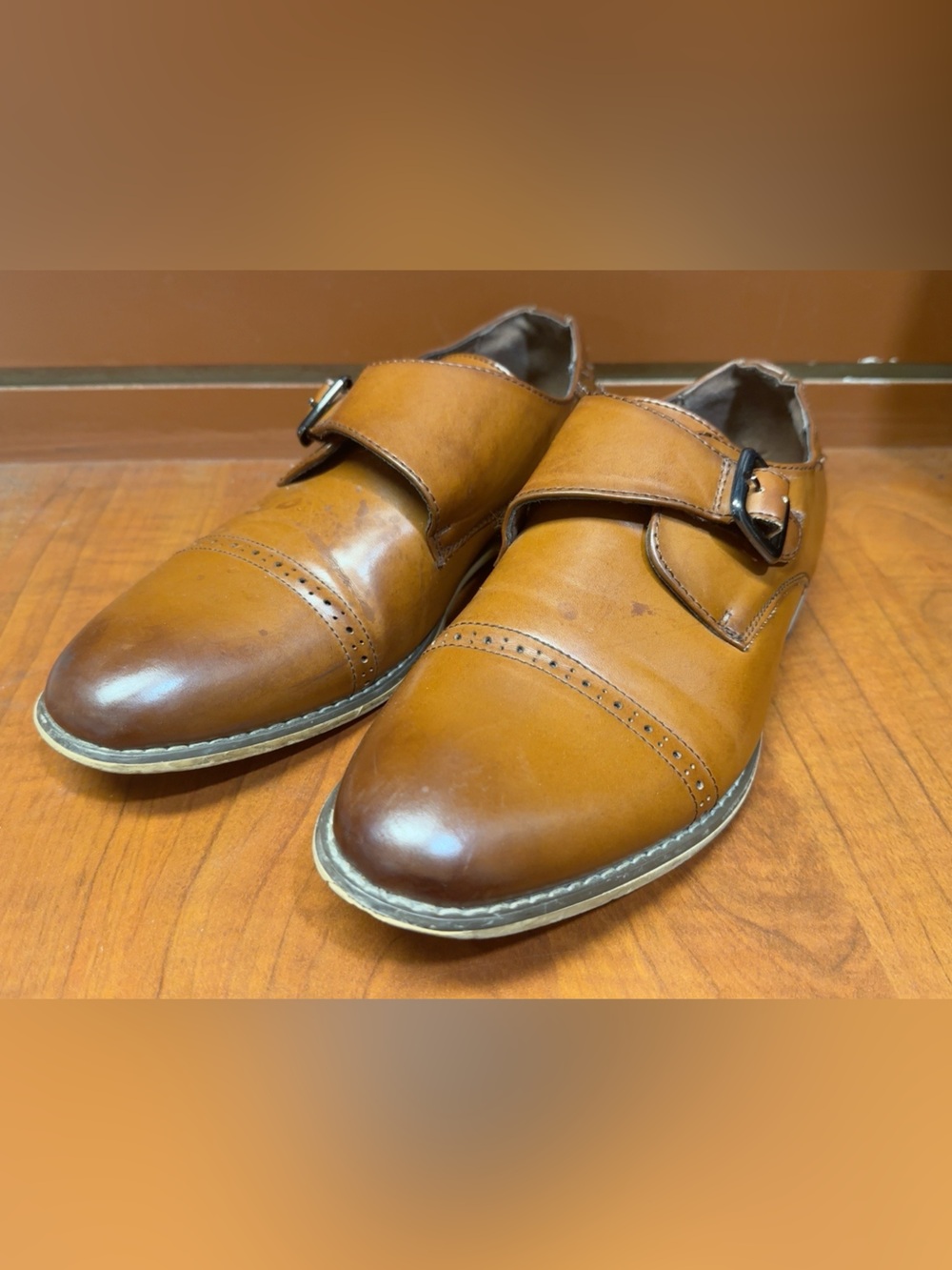 Stacy Adams Men’s Cognac Monk Strap Dress Shoes Size 6M - Picture 8 of 11
